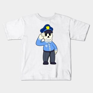 Skeleton as Police officer with Police hat Kids T-Shirt